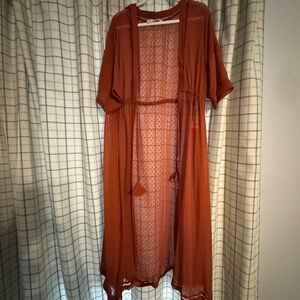 Rust Orange Abercrombie Sheer Kimono